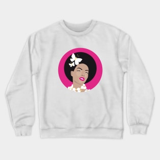 Girl with Butterflies In Her Afro - Pink Circle 2 Crewneck Sweatshirt